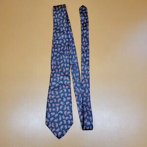 Tattersall Mens Navy Blue Red Paisley Silk Necktie Classic Business Tie
